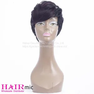 Short Wig With Long Bangs Natrual Color Full Lace Human Hair Wig thumbnail-2