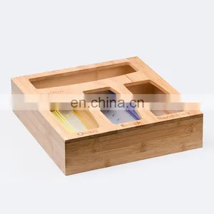 Compatible Plastic Baggie Food Home Storage Boxes Containers Ziplock Bags Bamboo Organizer And Dispenser Ffor Kitchen Drawer thumbnail-1