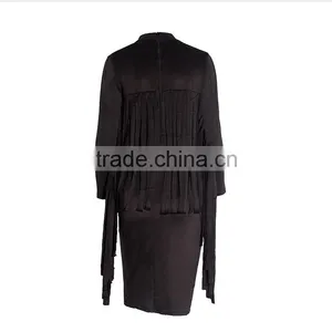 Woman Fashion Dress Personality Tassel Bandage Dress Long Sleeve Evening Dress thumbnail-6