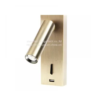 Meanyee Wall Mounted Reading Lamp Led Bedside Lights Headboard Lamps With Switch / USB Charger Port / Adjustable Arm / 3Watts Led /Bronze Finished/MY-WN218T thumbnail-1