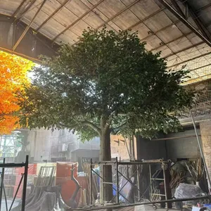 Artificial Red Maple and Banyan Trees Large Faux Autumn Trees Simulation Artificial Plants Leaves Tree for Shopping Mall thumbnail-2