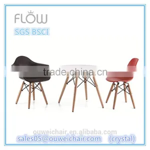 High Quality Classic Bright Colored Dining Plastic Chair With Armrest thumbnail-5