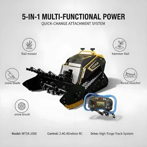 Vigorun MTSK1000 Remote Control Crawler Lawn Mower 764CC EPA Engine Multifunctional Tool Carrier With Flail Mower thumbnail-1