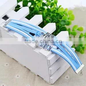 2016 Latest Simple Light Blue Color Braided Charm Bracelet for Gift thumbnail-1