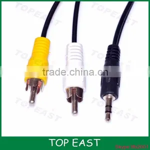 Black 3.5mm Male to Dual 2 RCA Stereo Audio Male Cable 2 Male to 1 Female Audio Cable thumbnail-3