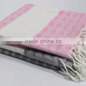 Cotton Woven Soft Fouta Hammam Towel With Fringes thumbnail-1