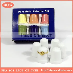 Color Gift Box Package Bone China Delicate White Porcelain Thimble Set or Ceramic Hand Ring Jewelry Holder thumbnail-1
