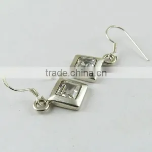 Charming White CZ 925 Sterling Silver Earring, Gemstone Silver Jewellery, Handmade Silver Jewellery thumbnail-6