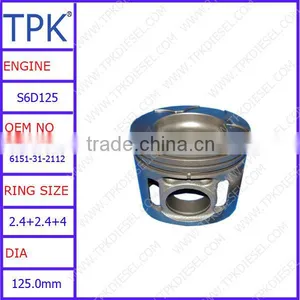 Komatsu Excavator PC300-3 PC400-3 Engine Piston, S6D125 Cast Piston 6151-31-2112 6150-31-2012 thumbnail-1