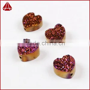 Titanium Coating Agate Druzy Drusy Heart Cabochon Semi-precious Gemstone From China thumbnail-3