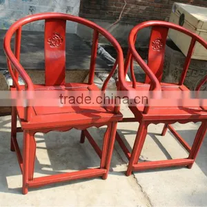 Commercial Furniture, Antique Pine Wood Red Chair thumbnail-3