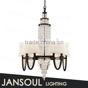 Popular European Style Crystal Pendant Lighting Modern Black Wrought Iron Chandelier for Interior Decoration thumbnail-1