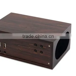 Wireless Charger+Clock+Alarm+Thermometer,New Style Wood Bluetooth Speaker thumbnail-5