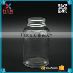Medicinal Use Round Transparent Glass Pill Bottle 100ml thumbnail-1