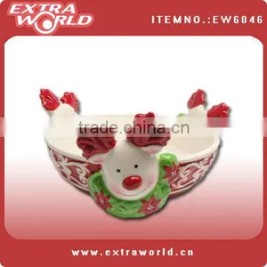 Handpainting Ceramic Christmas Reindeer Candy and Cookie Bowl thumbnail-1