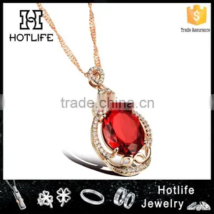 Wholesale Fashion Jewelry 18k Gold Plated Glass Stone Pendant With Ruby thumbnail-1