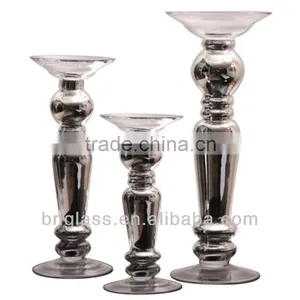 Silvery Glass Candle Stand for Home Decoration thumbnail-1