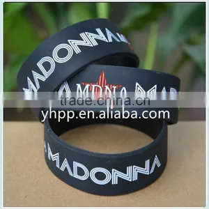 Custom Design MADONNA 1" Wide Filled in Colour Silicone Wristband Bracelet thumbnail-2