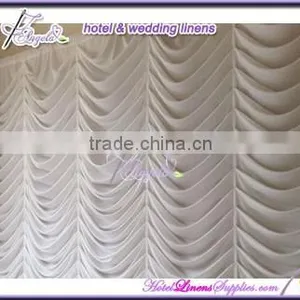 300*600cm White European Style Wedding Backdrops Hotel Curtains With Water Wave Pleats thumbnail-1