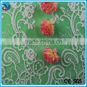 Double Borders Net Lace Embroidery Fabric Organza Fabrics for Wedding Dress thumbnail-1