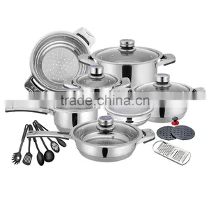 Germany Style 19pcs Kitchen Tools Stainless Steel Cookware Set With Suction Knob thumbnail-1