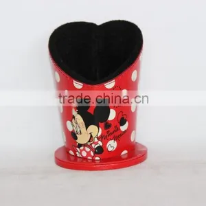 Cute Heart-shaped Cardboard Pen Holder/Colorful Faux Leather Pencil Box thumbnail-2