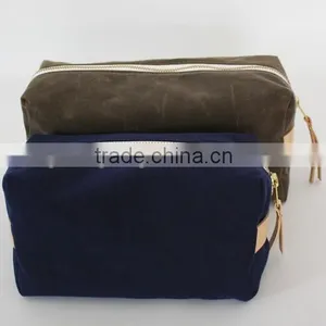 Personalized and High Quality Waxed Canvas Cosmetic Bag, Cosmetic Pouches , Cosmetic and Toiletry Storage Bags thumbnail-1