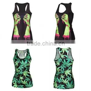 Sexy Women 3D Graphic Digital Printed Stretch Skinny Punk Vest Tank Top thumbnail-1