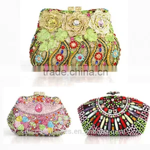 Vintage Fashion Green Apple Shaped Women Crystal Rhinestone Evening Clutch Purse Quality Choice thumbnail-5