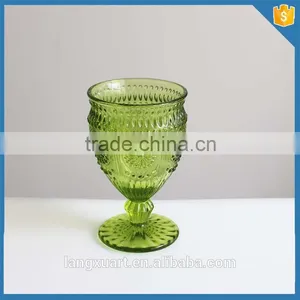 Solid Color Sunflower Design Vintage Glass Goblet Quality Choice thumbnail-1