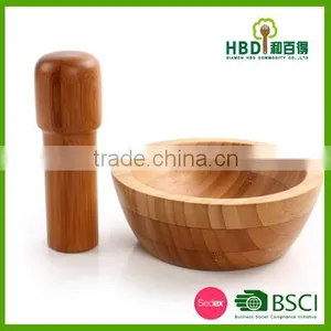 Hot New Products for 2016 Mortar and Pestle Bamboo Arlic Masher Spice Crusher Grain thumbnail-1