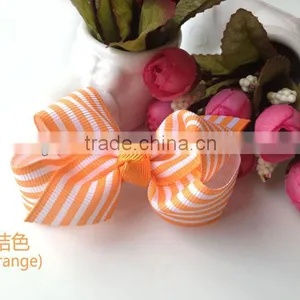 Orange Stripe Baby Bow Ties Grosgrain Ribbon Baby Hair Bow thumbnail-1