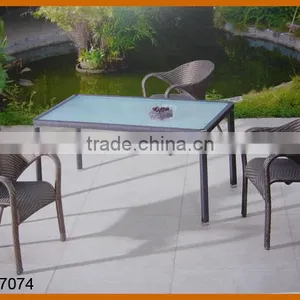Modern Dining Room Rattan Table Chair Set thumbnail-1