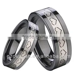 Fashionable Men and Women Black Ceramic Wedding Band Ring thumbnail-1