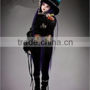 Heat Resistant Straight Dark Purple 1/4 Bjd Doll Wigs thumbnail-2
