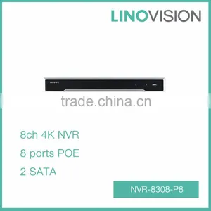Professional 8CH 1U 2HDD 8 Ports POE H.265 4K NVR, Support P2p thumbnail-1