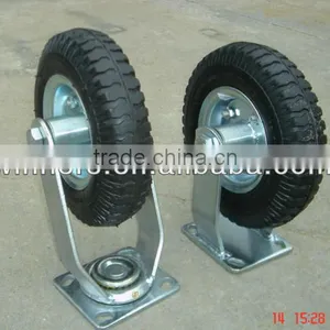 8'' Air Tire Pneumatic Caster Wheel Swivel With Foot Brake thumbnail-1