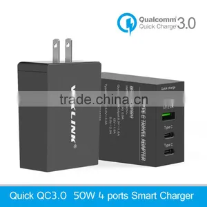 VOXLINK 5V 3A 2 Ports Usb Type c +quick Charge 3.0 Usb+5v 2.4a Usb Travel Charger Adapter With us Plug thumbnail-1