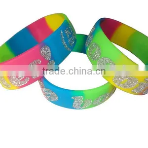 Rainbow Colorful Vogue Wide Unisex Friendship Bulk Charm Bracelets Silicone Handcuff Bracelet thumbnail-1