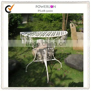 Antique White Metal Half Round Table thumbnail-1