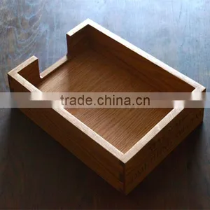 High Quality Finger Joint Wooden Napkin Box Oak Vintage Look Paper Holder With Laser Logo thumbnail-1