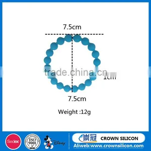 Free Sample!!colourful Silicone Bead Bracelet, Cheap Custom Silicone Bead Wristband, Silicone Rubber Ball Bracelet Band thumbnail-3