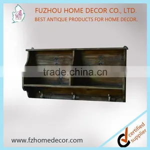Antique Wooden Wall Shelf With Tin Hook for Home Furniture thumbnail-1