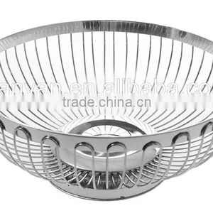 Polish Finish Round Shape Stainless Wire Fruit Basket thumbnail-3
