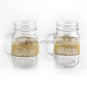 Fancy Mr and Mrs Decal Drinking Water Glass Mason Jar With Deco thumbnail-1