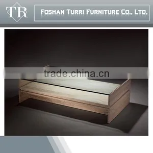 Italian Style Travertine Glass Top Home Coffee Table thumbnail-4