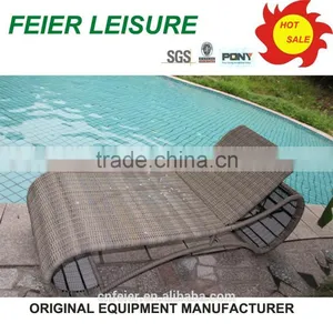 New Style Fabric Outdoor Furniture Rattan Sun Lounger thumbnail-1
