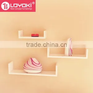 Eco-friendly Furniture Laminate Floating U Shelves Set of 3 Pieces Wood Wall Display Mount Shelf for Home Decoration thumbnail-3