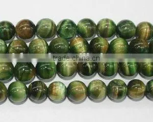 10mm Round Green Tiger Eye Beads thumbnail-1