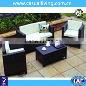 4-Pieces Patio Cushioned Black Rattan Garden Furniture thumbnail-1